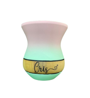 Cuia de madeira natural gravada a laser - 