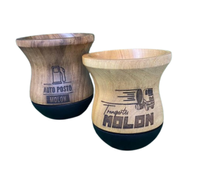 Cuia de madeira natural gravada a laser - 