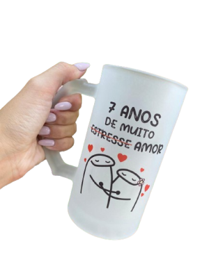 Caneca de Chopp Vidro Jateado