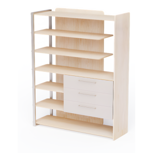 Armário Estante Alto com 3 gavetas e 5 prateleiras laterais - Linha Pampa - 1300mm x 425mm x 1700mm Armário Estante Alto com 3 gavetas e 5 prateleiras laterais - Linha Pampa - 1300mm x 425mm x 1700mm