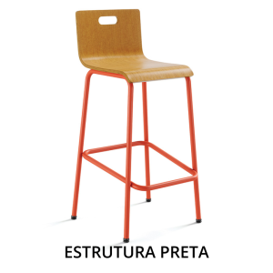 Banqueta/Banco -  com encosto 14020 envernizada - Estrutura Preta - Cavaletti Banqueta/Banco -  com encosto 14020 envernizada - Estrutura Preta - Cavaletti