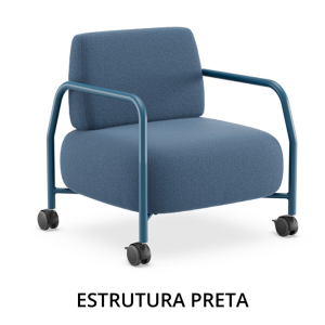 Sofá 31118 - 1 Lugar - Com Braço, Com Encosto e Com Rodízios 85 Nylon - Estrutura Preta - Linha Boldy - Cavaletti (OBS: Rodízios frontais com trava e rodízios traseiros sem trava) Sofá 31118 - 1 Lugar - Com Braço, Com Encosto e Com Rodízios 85 Nylon - Estrutura Preta - Linha Boldy - Cavaletti (OBS: Rodízios frontais com trava e rodízios traseiros sem trava)