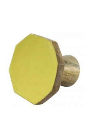 Cabide Octógono Liso Amarelo em Madeira