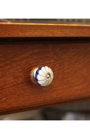 Puxador em Cerâmica Azul com Flor Branca - Puxador em Cerâmica Azul com Flor Branca 4