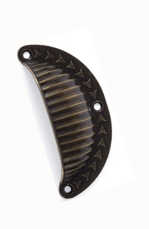 Puxador Colonial Concha Trabalhada Clássico Rustico - Puxador Concha Trabalhada Ouro Velho 2