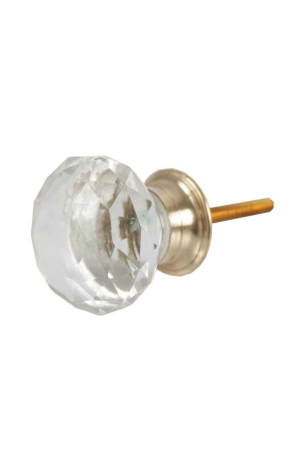 Puxador Vidro Lapidado Circular com Metal - Puxador Vidro Lapidado Circular com Metal