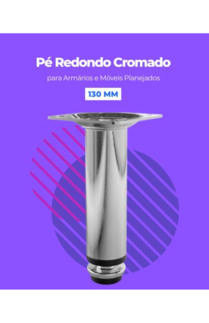Pé Redondo Cromado  para Armários e Móveis Planejados 13 cm - Italy Line - PE DE ARMARIO ITALYLINE 200MM CROMAD
