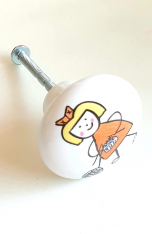 Puxador Porcelana Menina Tricô - Puxador Porcelana Menina Tricô 2