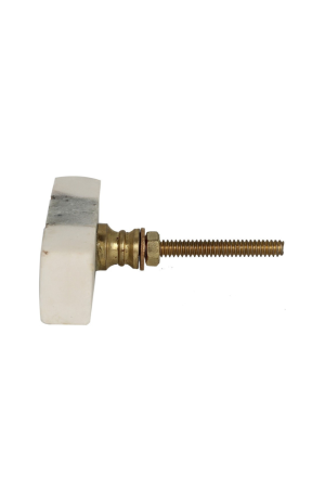 Puxador Branco Cinza Decorativo em Mármore e Metal Dourado - Puxador Decorativo Branco Cinza em Mármore e Metal Dourado 3