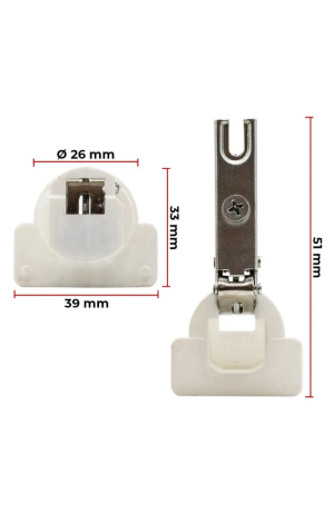 Dobradiça  Para Armário de Aço Baixa-Reta -Branca  com Exclusivo Sistema CLIC.- 95° - Dobradiça Para Armário de Aço- Baixa-Reta -Branca com Exclusivo Sistema CLIC.- 95° 5
