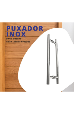 Puxador Inox Para Porta Madeira e Vidro Tubular Redondo - Tipo H