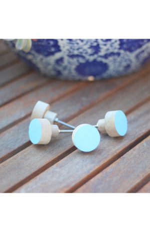 Puxador Madeira Redondo Azul Claro Pequeno - Puxador Madeira Redondo Azul Claro Pequeno 2