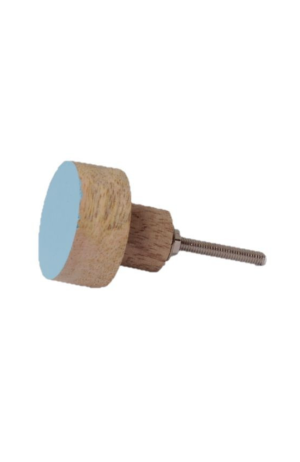 Puxador Madeira Redondo Azul Claro Pequeno - Puxador Madeira Redondo Azul Claro Pequeno