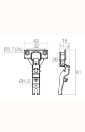 Dobradiça Caneco 26mm   Alta-Curva Toda Produzida em Aço   -  Albras - Dobradiça Pequena 26MM alta/curva 4