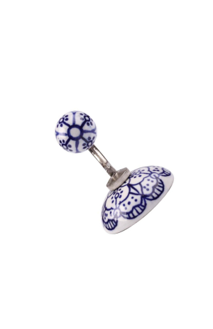 Cabide em Cerâmica Floral  vermelho com Metal - Cabide em Cerâmica Floral Azul com Metal 3