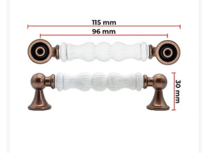 Kit - 2 Puxadores ABS Cobre/ Branco 96mm -