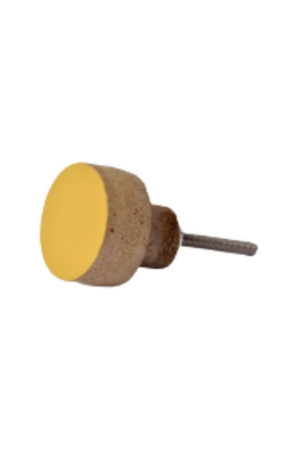 Puxador Madeira Redondo Amarelo Claro Pequeno - Puxador Madeira Redondo Amarelo Claro Pequeno