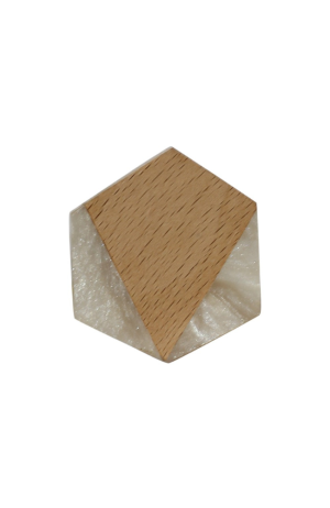 Puxador Hexágono Geométrico Branco Réplica Madeira em Resina - Puxador Hexágono Geométrico Branco Réplica Madeira em Resina 3