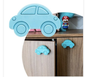 PUXADOR INFANTIL CARRO AZUL/BRANCO VERNIZ - 