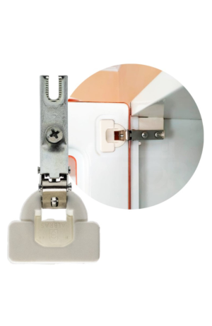 Dobradiça  Para Armário de Aço Baixa-Reta -Branca  com Exclusivo Sistema CLIC.- 95° - Dobradiça Para Armário de Aço- Baixa-Reta -Branca com Exclusivo Sistema CLIC.- 95° 3