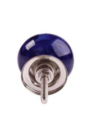 Puxador em Cerâmica Azul com Flor Branca - Puxador em Cerâmica Azul com Flor Branca 3