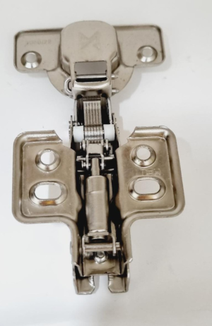 Dobradiça Curva Com  Amortecedor  35mm  Alto Padrão de Acabamento e Proporciona um Fechamento Suave -Metalnox INOX - DOBRADIÇA CURVA COM PISTÃO (AMORTECEDOR) CALÇO FIXO NIQUELADO CANECO 35MM METALNOX 3