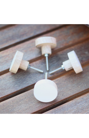 Puxador Madeira Redondo Branco Médio - Puxador Madeira Redondo Branco Médio 2