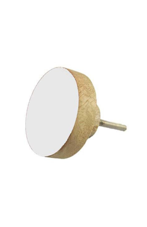 Puxador Madeira Redondo Branco Médio - Puxador Madeira Redondo Branco Médio