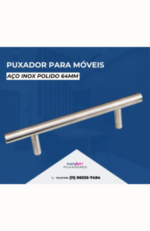 Puxador Para Móveis Aço Inox Polido 64mm- Italy Line
