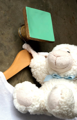 Cabide de Parede Retangular Liso Verde Claro em Madeira - Cabide de Parede Retangular Liso Verde Claro em Madeira 2