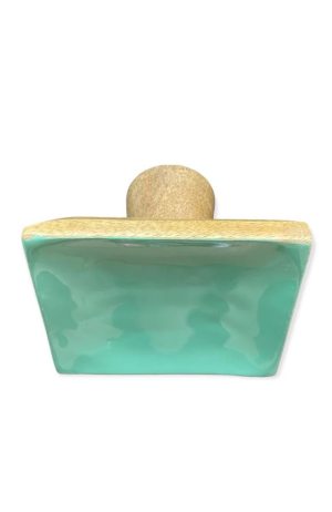 Cabide de Parede Retangular Liso Verde Claro em Madeira - Cabide de Parede Retangular Liso Verde Claro em Madeira