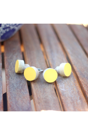 Puxador Madeira Redondo Amarelo Claro Pequeno - Puxador Madeira Redondo Amarelo Claro Pequeno 4