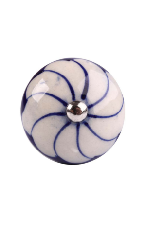 Puxador em Cerâmica Azul com Flor Branca - Puxador em Cerâmica Azul com Flor Branca 2