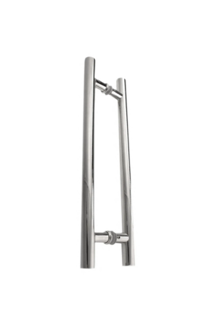 Puxador Inox Para Porta Madeira e Vidro Tubular Redondo - Tipo H - Puxador Inox para Porta Madeira e Vidro tubular redondo - Tipo H 2