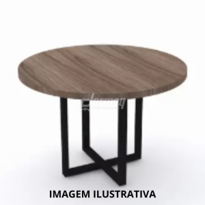 MESA REUNIÃO REDONDA PÉ RETANGULAR NOGAL/PRETO (1200X75) - 333012125008