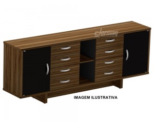 ARMÁRIO CREDENZA UP 2 PORTAS 4 GAV 2100 X 808 X 420 DUPLO NOGAL/PRETO - 336020725008