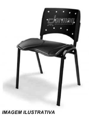 Cadeira polipropileno empilhavel fixa anatômica com estofado - ERGOPLAX PRETA - 34532EP