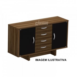 ARMÁRIO CREDENZA UP 2 PORTAS 4 GAV 1378 X 808 X 420 NOGAL/PRETO - 336020525008