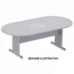 MESA REUNIÃO OVAL 15MM 2000 X 750 X 1000 CINZA S/ ABAS - 333020015001