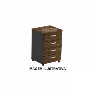 GAVETEIRO VOLANTE 4 GAVETAS 25MM NOGAL/PRETO (467 X 700 X 420) - 335020225008