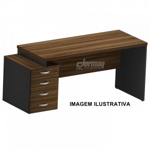 MESA RETA 40MM PEDESTAL 4 GAVETAS 1500 X 770 X 700 NOGAL/PRETO - 331060340008