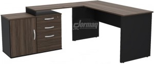 MESA EM L COM MESA AUXILIAR 3 GAVETAS E 1 PORTA NOGAL - 25MM 150CM X 170CM (AJUSTÁVEL ATÉ 237CM) X 75CM MESA EM L COM MESA AUXILIAR 3 GAVETAS E 1 PORTA NOGAL - 25MM 150CM X 170CM (AJUSTÁVEL ATÉ 237CM) X 75CM
