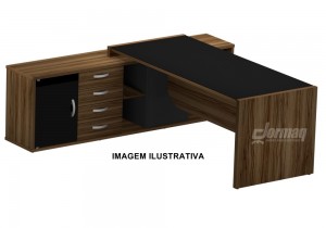 MESA 1500 X 800  COM CREDENZA UP  4 GAVETAS  NOGAL/PRETO - 331071425008