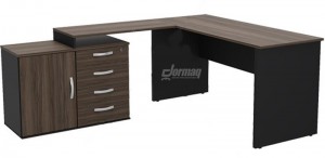 MESA EM L COM MESA AUXILIAR 4 GAVETAS E 1 PORTA NOGAL - 25MM 150CM X 170CM (AJUSTÁVEL ATÉ 237CM) X 75CM MESA EM L COM MESA AUXILIAR 4 GAVETAS E 1 PORTA NOGAL - 25MM 150CM X 170CM (AJUSTÁVEL ATÉ 237CM) X 75CM