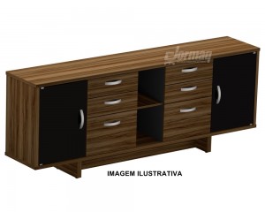 ARMÁRIO CREDENZA UP 2 PORTAS 3 GAV 2100 X 808 X 420 DUPLO NOGAL/PRETO - 336020625008