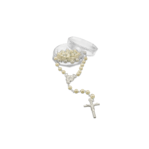 T-003 - Terço Perola Bege - 4mm