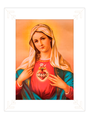 QTM-002 - Quadro de tecido M - Imaculado Coração de Maria