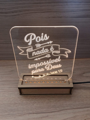 LM-008 - Luminária Pois nada é impossível para Deus