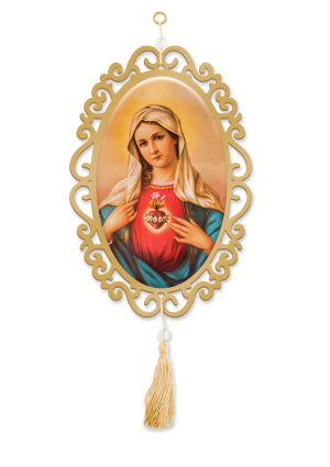 A-022 - Adorno Oval Imaculado Coração de Maria A-022 - Adorno Oval Imaculado Coração de Maria