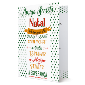 MB-041 - Cartão Amigo Secreto - Natal é tempo de comemorar a vida MB-041 - Cartão Amigo Secreto - Natal é tempo de comemorar a vida